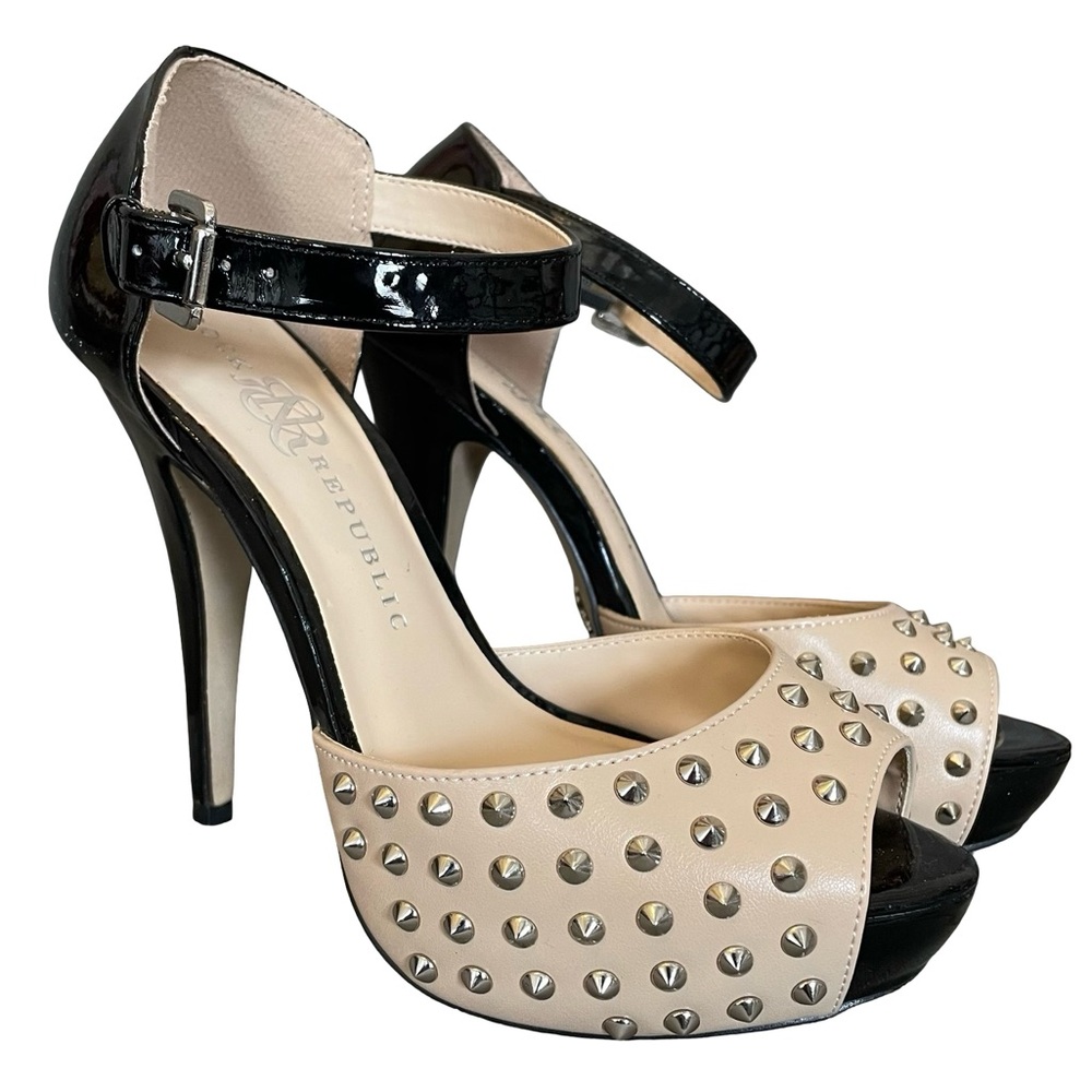 Rock & Republic Heels Studded Platform Vegan Patent Leather Kurttan Size 7 - Picture 1 of 8